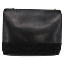 Salvatore Ferragamo Chain Shoulder Bag Leather Black Gold Auth 149911-3