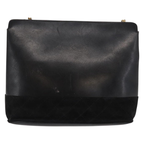 Salvatore Ferragamo Chain Shoulder Bag Leather Black Gold Auth 149911