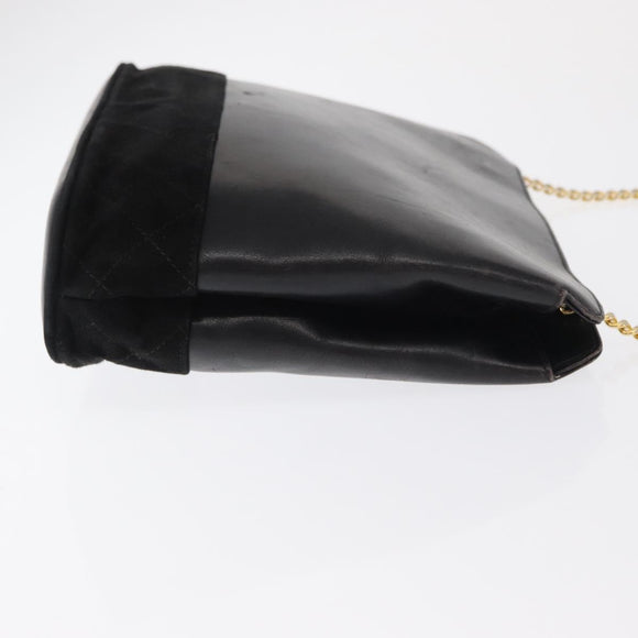 Salvatore Ferragamo Chain Shoulder Bag Leather Black Gold Auth 149911