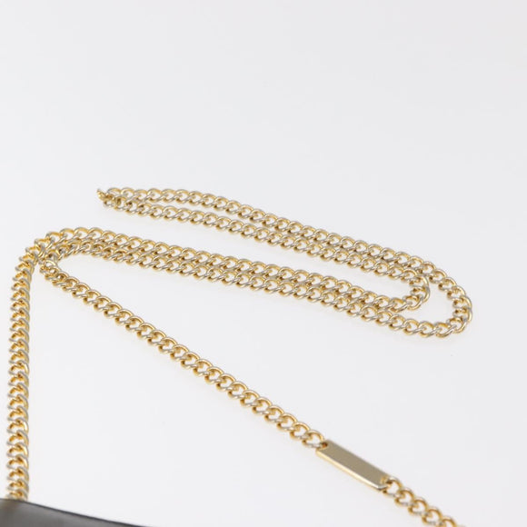Salvatore Ferragamo Chain Shoulder Bag Leather Black Gold Auth 149911