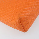 BALLY Quilted Chain Shoulder Bag Leather Orange Gold Auth 149913-13