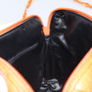 BALLY Quilted Chain Shoulder Bag Leather Orange Gold Auth 149913-17