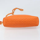 BALLY Quilted Chain Shoulder Bag Leather Orange Gold Auth 149913-9