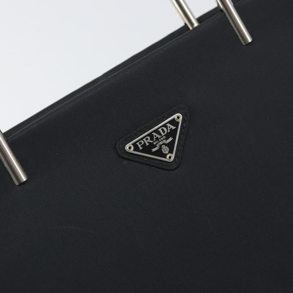 PRADA Hand Bag nylon metal Black Silver Auth 149917V