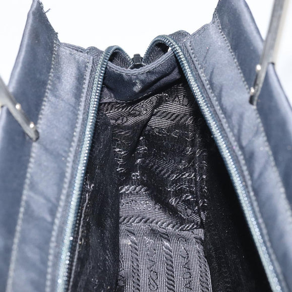PRADA Hand Bag nylon metal Black Silver Auth 149917V