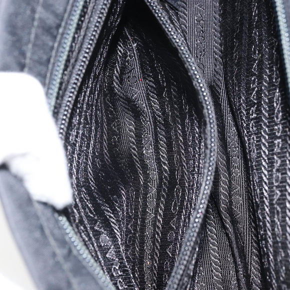 PRADA Hand Bag nylon metal Black Silver Auth 149917V