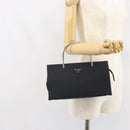 PRADA Hand Bag nylon metal Black Silver Auth 149917V-23