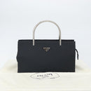 PRADA Hand Bag nylon metal Black Silver Auth 149917V-12