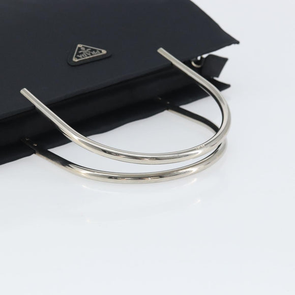 PRADA Hand Bag nylon metal Black Silver Auth 149917V