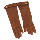 BURBERRY Gloves Leather Size 7 Brown Gold Auth 149919M-1