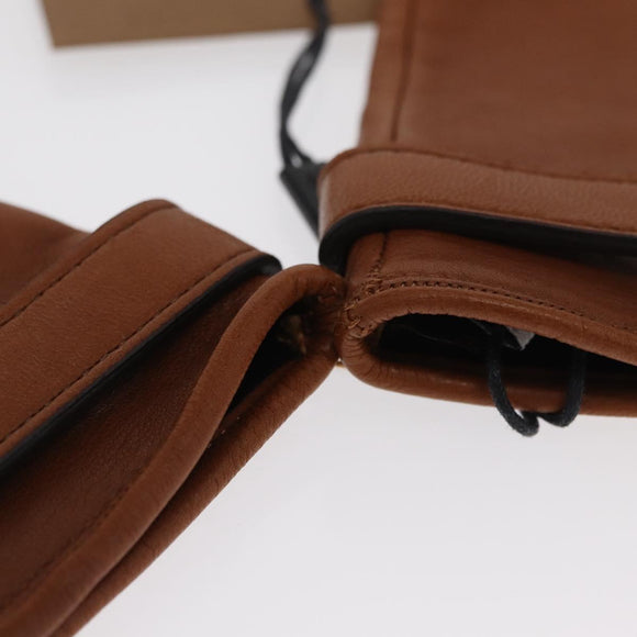 BURBERRY Gloves Leather Size 7 Brown Gold Auth 149919M