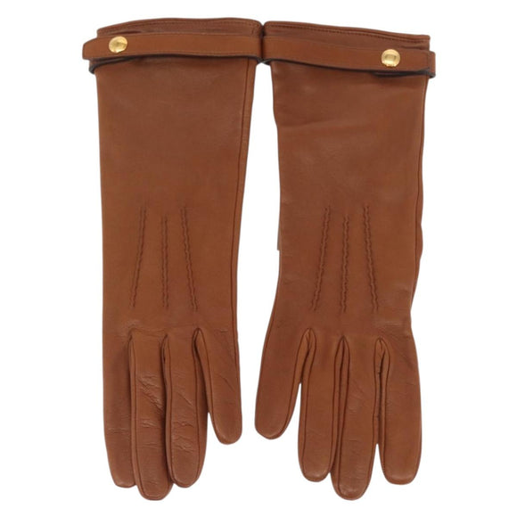 BURBERRY Gloves Leather Size 7 Brown Gold Auth 149919M