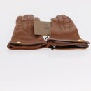 BURBERRY Gloves Leather Size 7 Brown Gold Auth 149919M-8