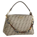 FENDI Zucca Canvas Hand Bag 2way Beige Gold Auth 149920SM-1