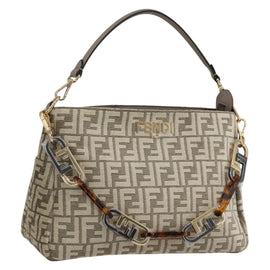 FENDI Zucca Canvas Hand Bag 2way Beige Gold Auth 149920SM