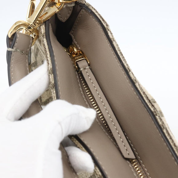 FENDI Zucca Canvas Hand Bag 2way Beige Gold Auth 149920SM