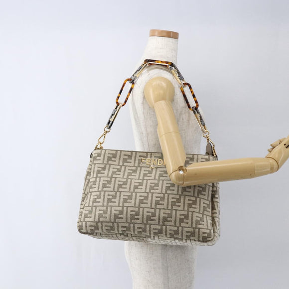 FENDI Zucca Canvas Hand Bag 2way Beige Gold Auth 149920SM