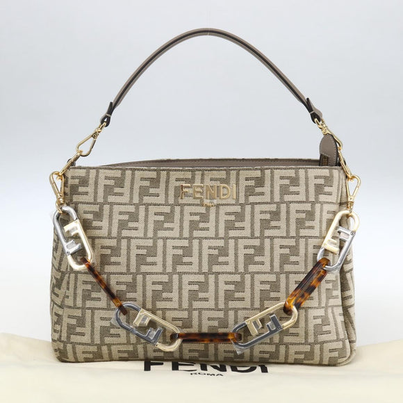 FENDI Zucca Canvas Hand Bag 2way Beige Gold Auth 149920SM