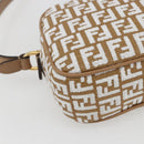 FENDI Zucchino Canvas Shoulder Bag Beige Gold Auth 149921SM-17