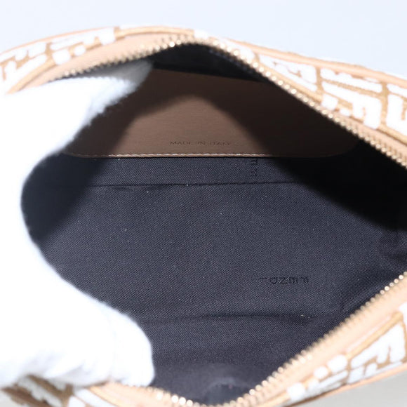 FENDI Zucchino Canvas Shoulder Bag Beige Gold Auth 149921SM