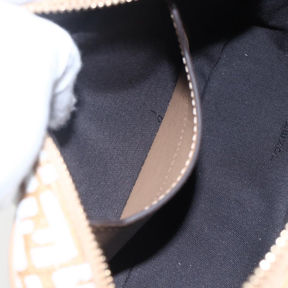 FENDI Zucchino Canvas Shoulder Bag Beige Gold Auth 149921SM