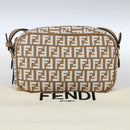 FENDI Zucchino Canvas Shoulder Bag Beige Gold Auth 149921SM-12
