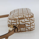 FENDI Zucchino Canvas Shoulder Bag Beige Gold Auth 149921SM-3