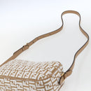 FENDI Zucchino Canvas Shoulder Bag Beige Gold Auth 149921SM-8
