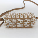 FENDI Zucchino Canvas Shoulder Bag Beige Gold Auth 149921SM-5