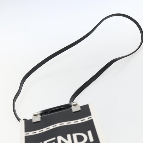 FENDI Sunshine Small Shopper Mini Bag Canvas Patent 2way Black Auth 149922SAM