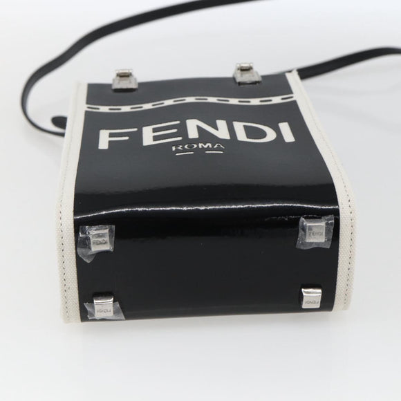 FENDI Sunshine Small Shopper Mini Bag Canvas Patent 2way Black Auth 149922SAM