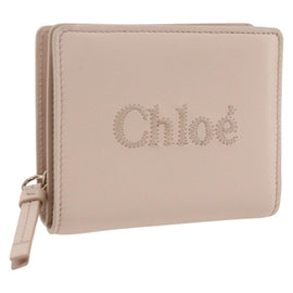 Chloe Sense Compact Wallet Leather Pink Gold Auth 149925V