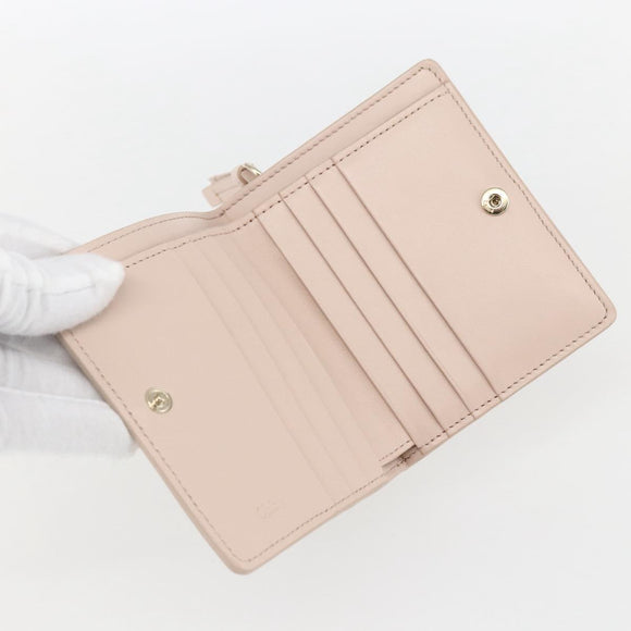 Chloe Sense Compact Wallet Leather Pink Gold Auth 149925V
