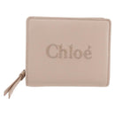 Chloe Sense Compact Wallet Leather Pink Gold Auth 149925V-13
