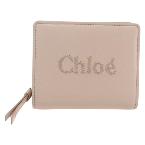 Chloe Sense Compact Wallet Leather Pink Gold Auth 149925V