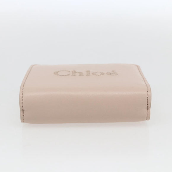 Chloe Sense Compact Wallet Leather Pink Gold Auth 149925V