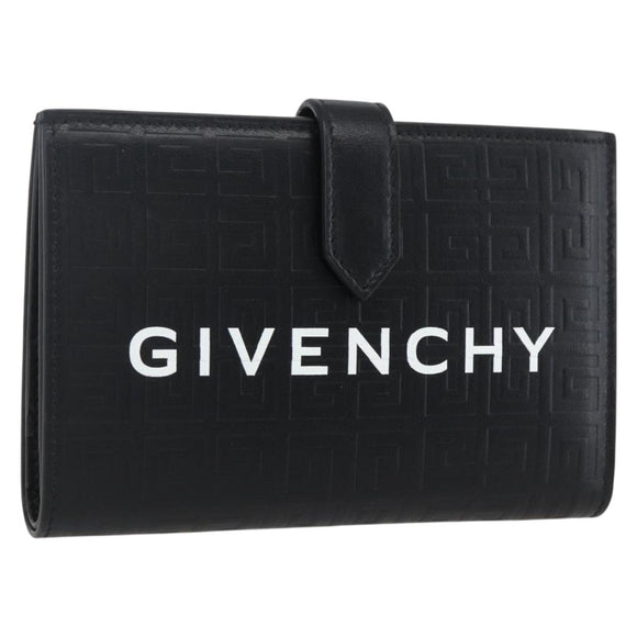 GIVENCHY G Cut Compact Wallet 4G Leather Black Silver Auth 149926V