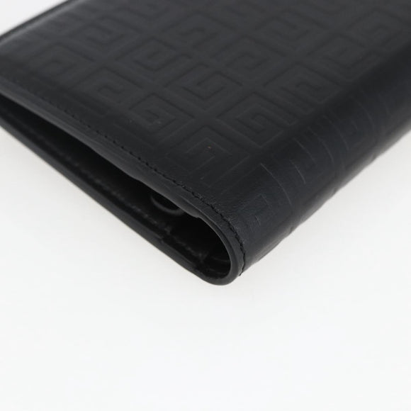 GIVENCHY G Cut Compact Wallet 4G Leather Black Silver Auth 149926V