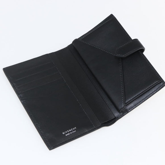 GIVENCHY G Cut Compact Wallet 4G Leather Black Silver Auth 149926V
