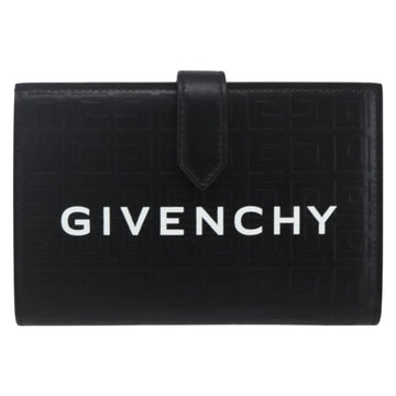GIVENCHY G Cut Compact Wallet 4G Leather Black Silver Auth 149926V - 0