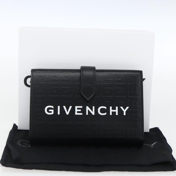 GIVENCHY G Cut Compact Wallet 4G Leather Black Silver Auth 149926V