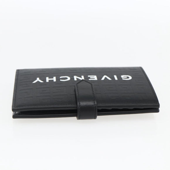 GIVENCHY G Cut Compact Wallet 4G Leather Black Silver Auth 149926V