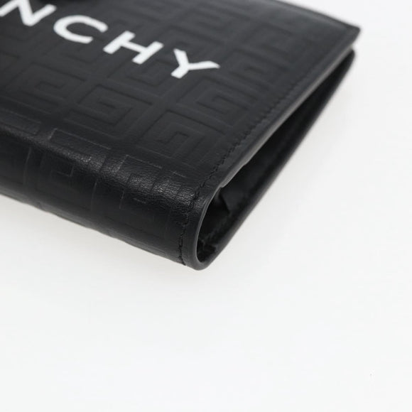 GIVENCHY G Cut Compact Wallet 4G Leather Black Silver Auth 149926V