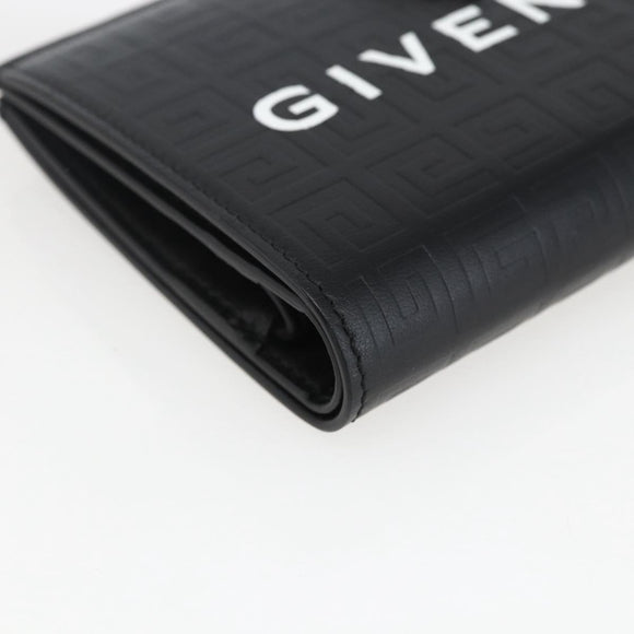 GIVENCHY G Cut Compact Wallet 4G Leather Black Silver Auth 149926V