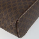 CELINE Macadam Canvas Vanity Pouch PVC Leather Brown Gold Auth 149953-15