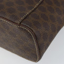 CELINE Macadam Canvas Vanity Pouch PVC Leather Brown Gold Auth 149953-16