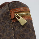 CELINE Macadam Canvas Vanity Pouch PVC Leather Brown Gold Auth 149953-9