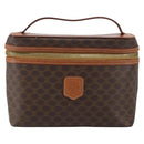 CELINE Macadam Canvas Vanity Pouch PVC Leather Brown Gold Auth 149953-13