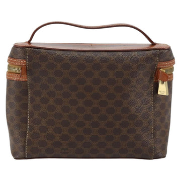 CELINE Macadam Canvas Vanity Pouch PVC Leather Brown Gold Auth 149953 - 0