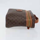 CELINE Macadam Canvas Vanity Pouch PVC Leather Brown Gold Auth 149953-3